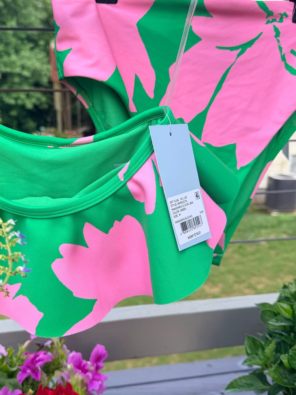 Antonio Melani Two Piece High Waist Ruffle Bra One Shoulder Top Mandarin Green - Picture 4 of 10